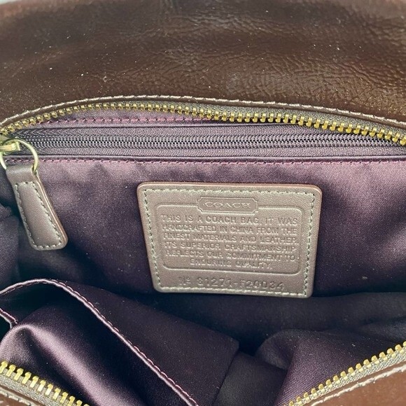 Coach Ashley Shoulder Bag Womens Scarf Print Sateen Purple Multicolor Purse - Picture 10 of 12